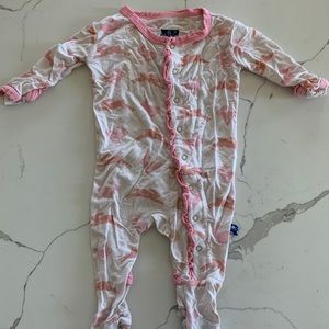 0-3 Ruffled Girls Footie Kickee Pants